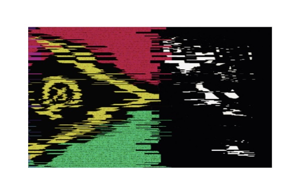 Vanuatu flag and map sliced together.